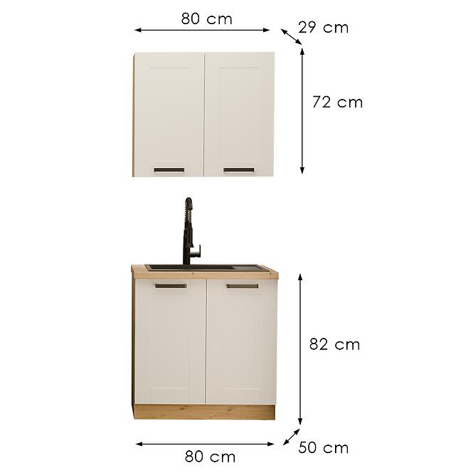 Konyhabútor Luna Fehér/Artisan 80cm Munkalap nélkül