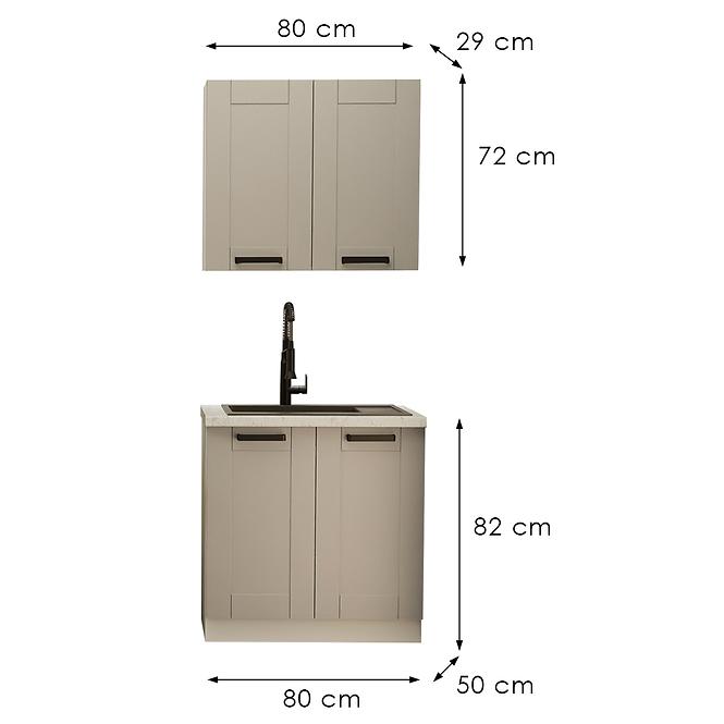 Konyhabútor Luna Claygrey/Fehér 80cm Munkalap nélkül