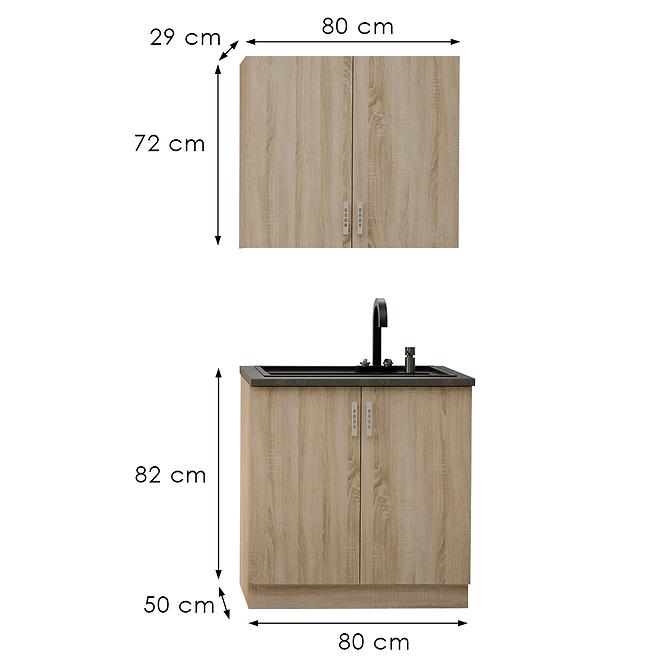 Konyhabútor Sara Sonoma 80cm Munkalap nélkül
