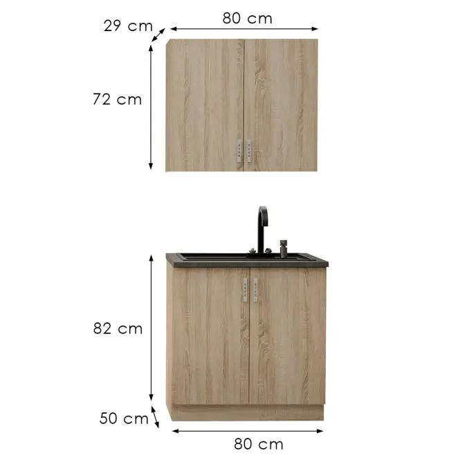 Konyhabútor Sara Sonoma 80cm Munkalap nélkül,3