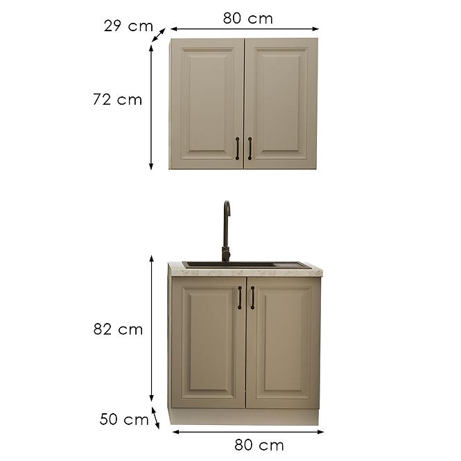 Konyhabútor Stilo Claygrey/Fehér 80cm Munkalap nélkül