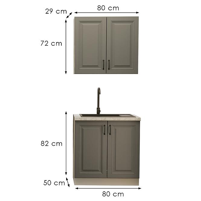 Konyhabútor Stilo Dustgrey/Fehér 80cm Munkalap nélkül