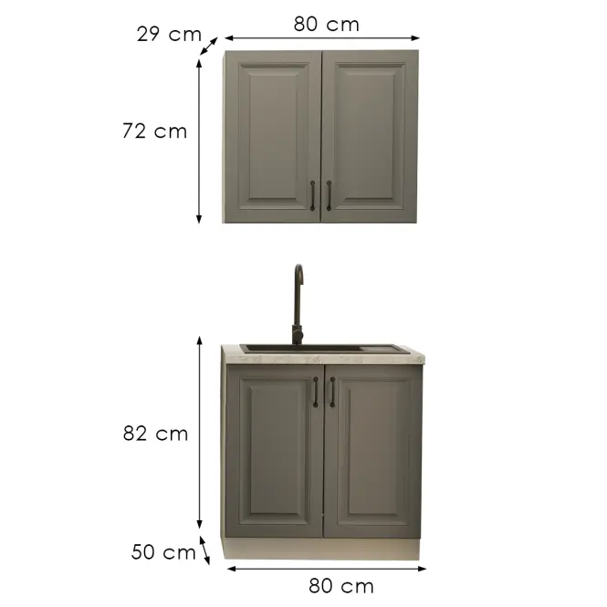 Konyhabútor Stilo Dustgrey/Fehér 80cm Munkalap nélkül,3
