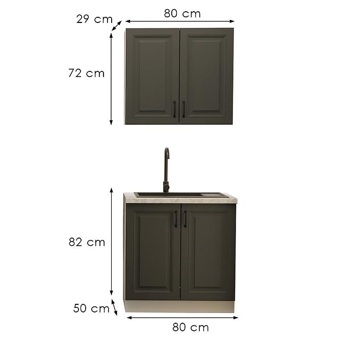 Konyhabútor Stilo Grafit/Fehér 80cm Munkalap nélkül