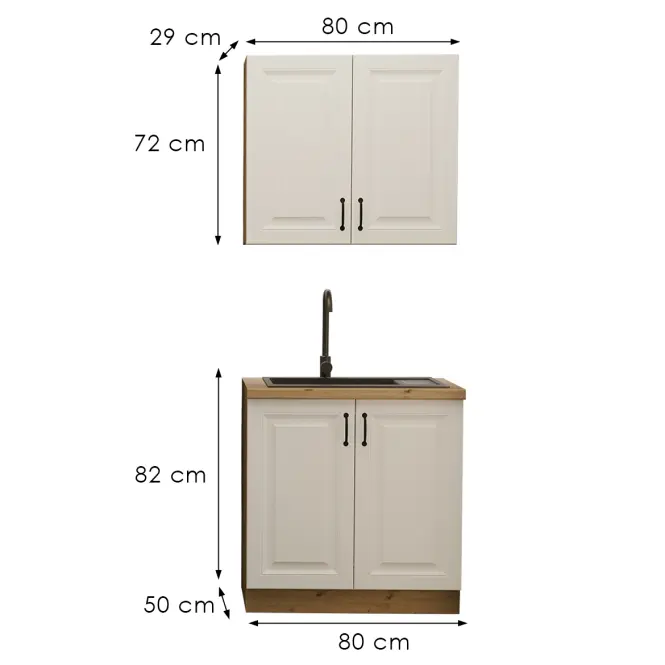 Konyhabútor Stilo Fehér/Artisan 80cm Munkalap nélkül,3