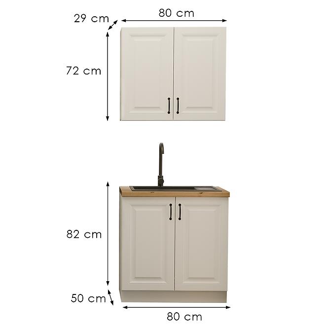 Konyhabútor Stilo Fehér/Fehér 80cm Munkalap nélkül