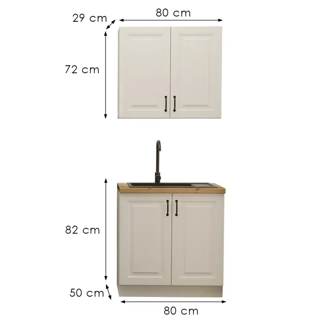 Konyhabútor Stilo Fehér/Fehér 80cm Munkalap nélkül,3