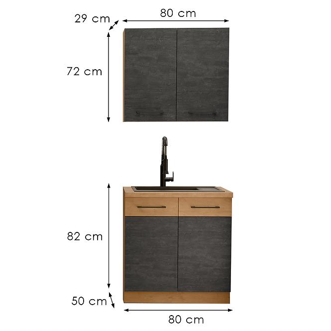 Konyhabútor Vigo Dark 80cm Munkalap nélkül