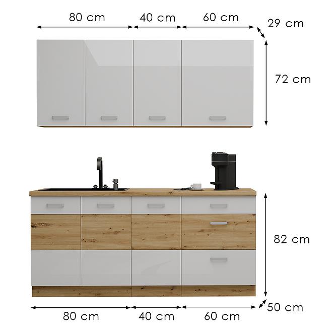 Konyhabútor Artisan White 180cm Munkalap nélkül
