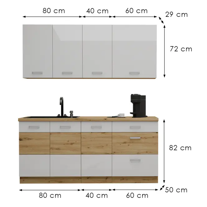 Konyhabútor Artisan White 180cm Munkalap nélkül,3