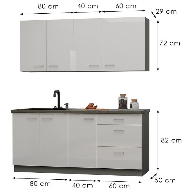 Konyhabútor Bianka 180cm Munkalap nélkül