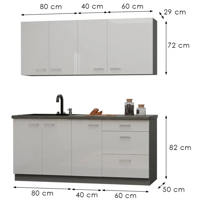 Konyhabútor Bianka 180cm Munkalap nélkül,3