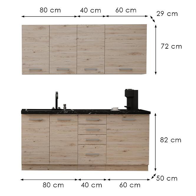 Konyhabútor Bordeaux 180cm Munkalap nélkül