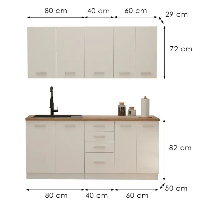 Konyhabútor Eko White 180cm Munkalap nélkül,3
