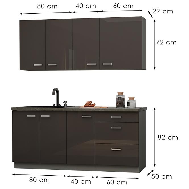 Konyhabútor Grey 180cm Munkalap nélkül