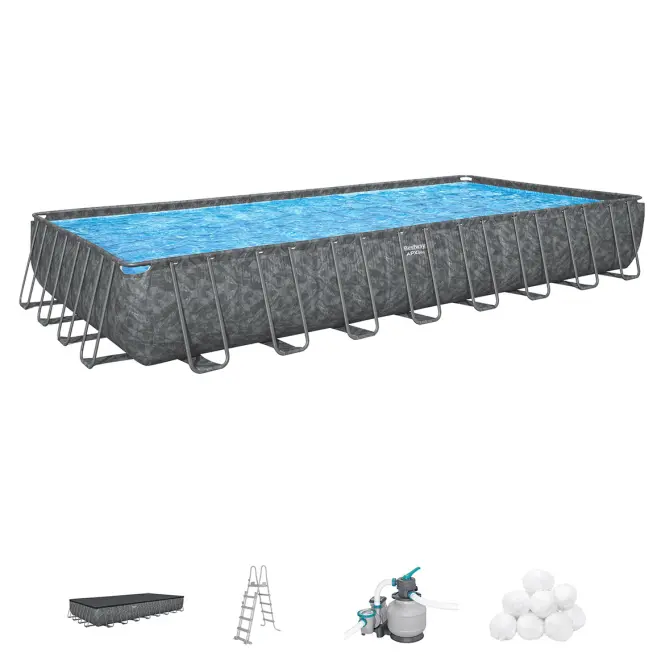 Szögletes medence kerettel és kiegészítőkkel  APX 9.56x4.88x1.32m 561KJ