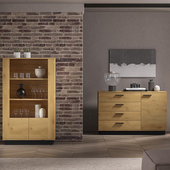 Vitrin Modesto 03 tölgy/fekete,10