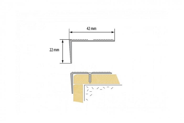 lépcső profil hornyokkal LSSR 42x22 1,00 ezüst