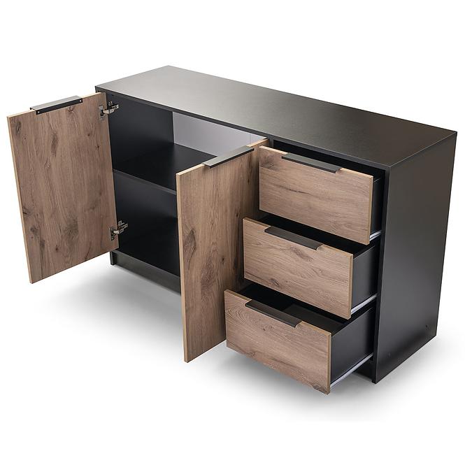 Komód Duarte 2D3S fekete/tölgy viking,3