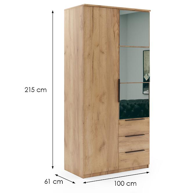 Szekrény Florencja craft arany 100x215