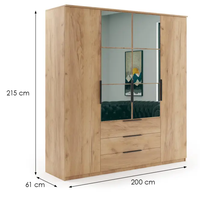 Szekrény Florencja craft arany 200x215,3