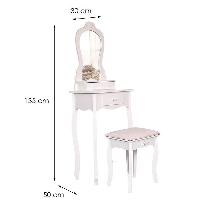 Fésülködő asztal +Taburett Sylvia 012 9512 fehér