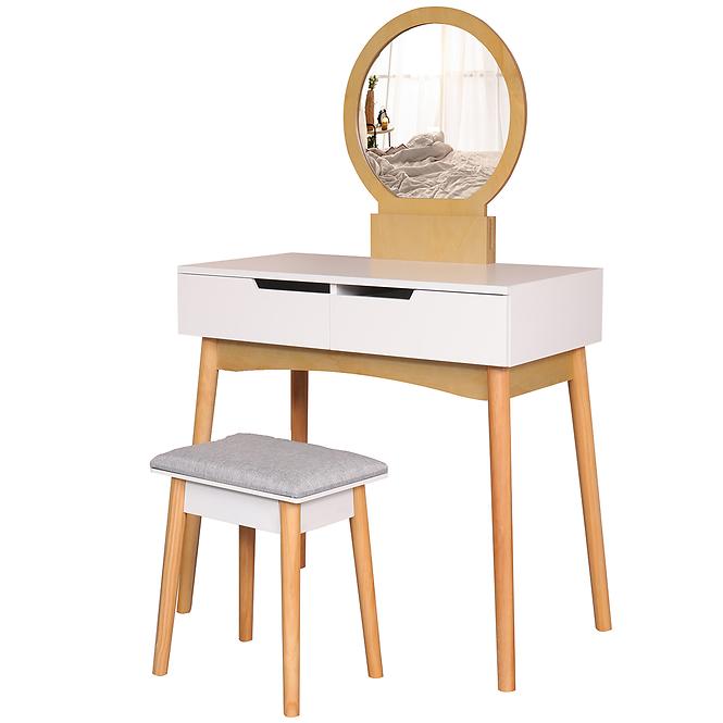 Fésülködő asztal +Taburett Sylvia 017 9515 fehér/természetes,4