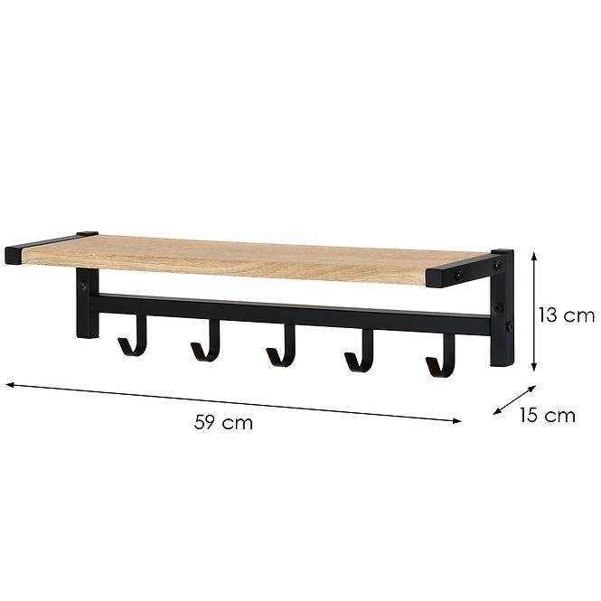Akasztó fal Polccal és kampókkal Gc6195 Fekete/Sonom