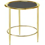 Dohányzóasztal Gc7465 48x48x53 Sárgaréz/Fekete üveg