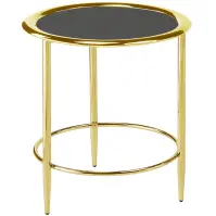 Dohányzóasztal Gc7465 48x48x53 Sárgaréz/Fekete üveg