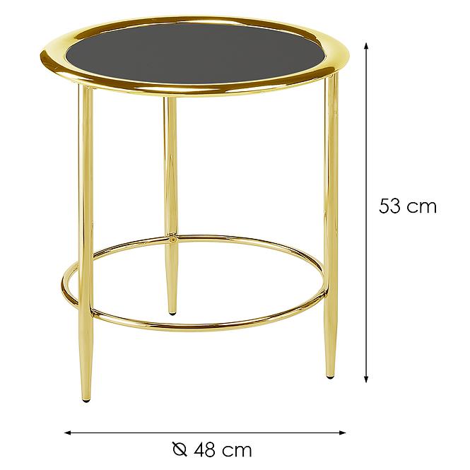 Dohányzóasztal Gc7465 48x48x53 Sárgaréz/Fekete üveg