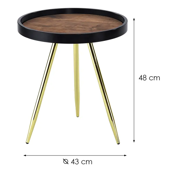 Dohányzóasztal Gc7549 43x43x48 Sárgaréz/Fekete/Antik,2
