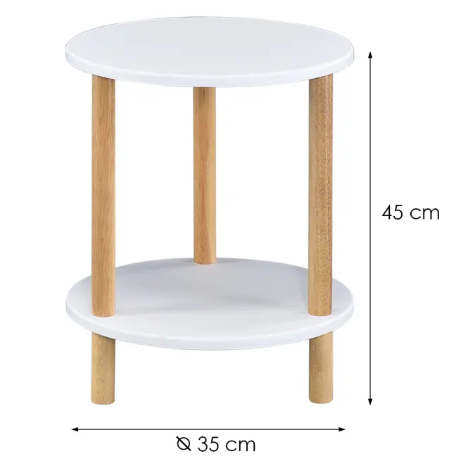 Dohányzóasztal Gc7405 35x35x43 Fehér/Természetes,2