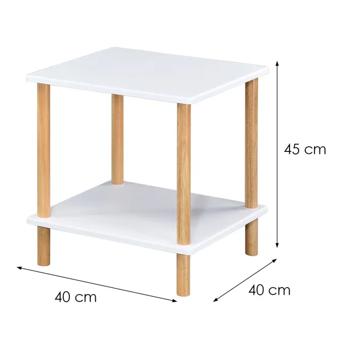Dohányzóasztal Gc7404 40x40x45 Fehér/Természetes,2