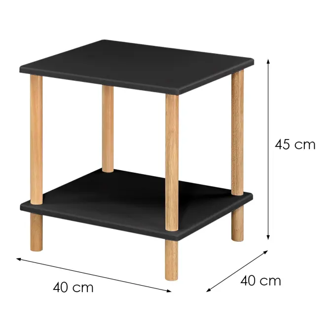 Dohányzóasztal Gc7404 40x40x45 Fekete/Természetes,2