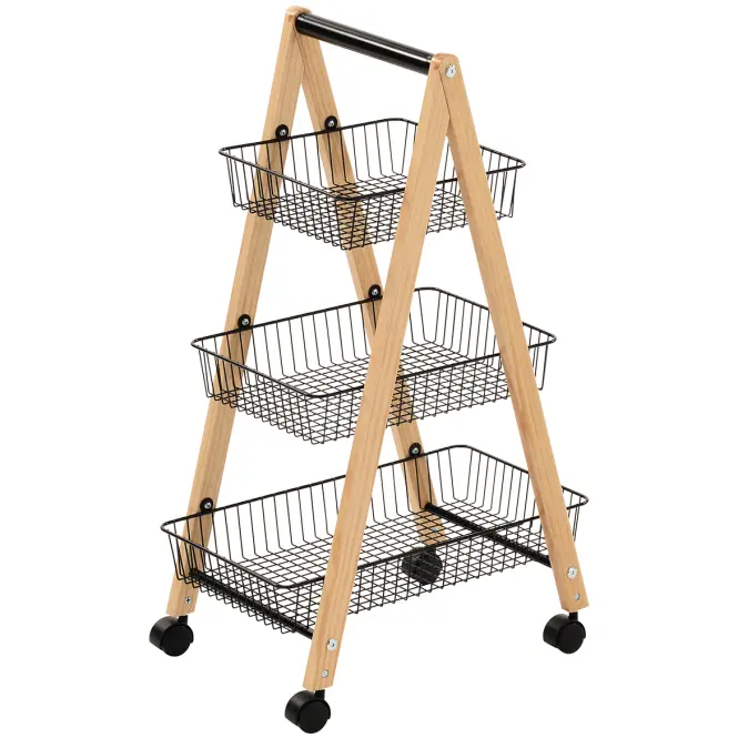 Tárolókocsi GC6182 3 szintes tölgy/fekete
