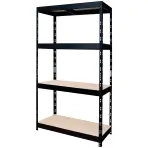 Szegecselt fekete fém polcrendszer 180x90x45 cm - 4 polccal/200 kg