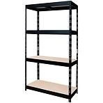 Szegecselt fekete fém polcrendszer 180x90x45 cm - 4 polccal/200 kg