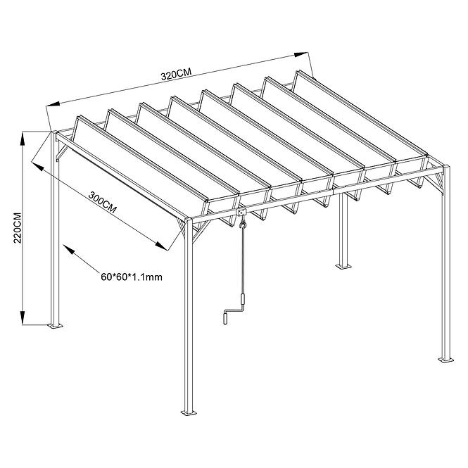Kerti pavilon / pergola YF-3866N 3x3,2m