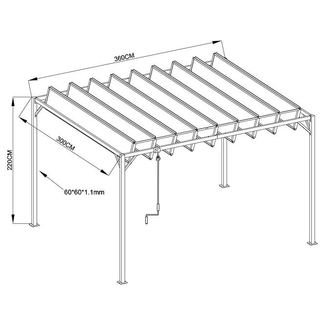 Kerti pavilon / pergola YF-3866N 3x3,6m