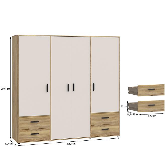 Szekrény Mokkaro Moks841-M802 Homok/tölgy Mauvella,2