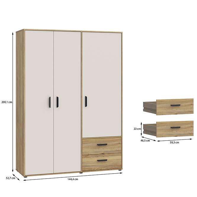 Szekrény Mokkaro Moks831-M802 Homok/tölgy Mauvella,3