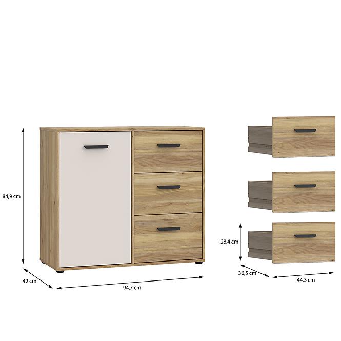 Komód Mokkaro Mokk221l-M802 Homok/tölgy Mauvella