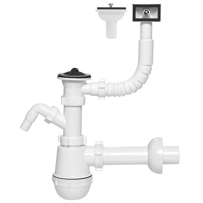 Mosogatószifon Ø 50 mm palackos 1 rekeszes kimenet mosógéphez/mosogatógéphez 1233