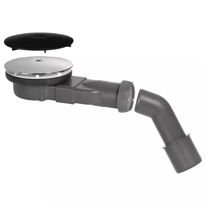 Zuhanylefolyó slim Ø 90 mm két fedéllel matt fekete/ezüst 30724458