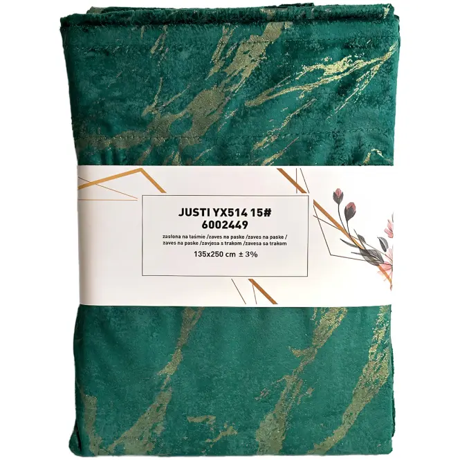 Szalagos függöny Velvet Justi YX514/15 135x250 cm zöld