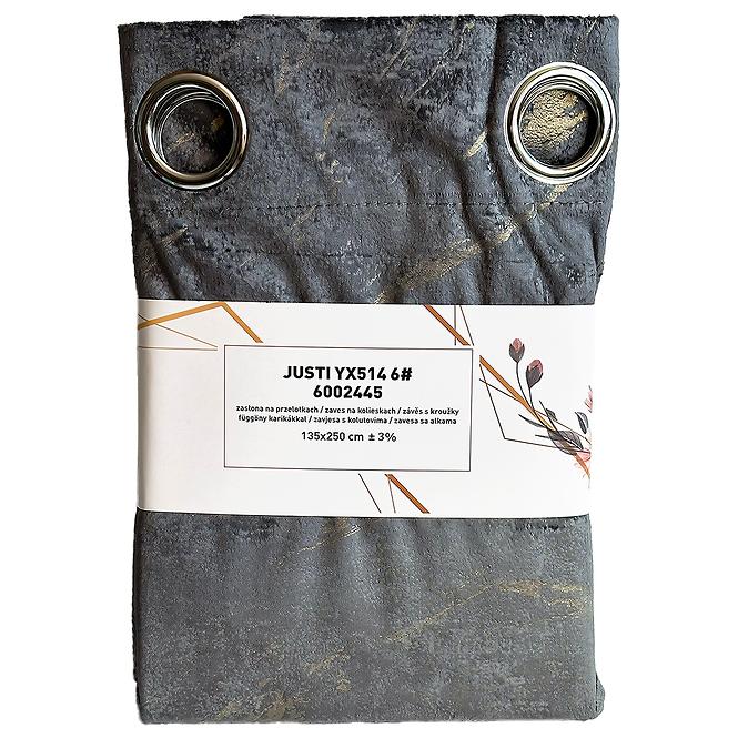 Karikás függöny Velvet Justi YX514/6 135x250 cm szürke