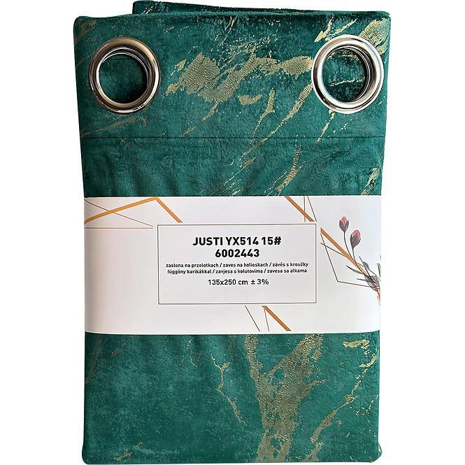 Karikás függöny Velvet Justi YX514/15 135x250 cm zöld