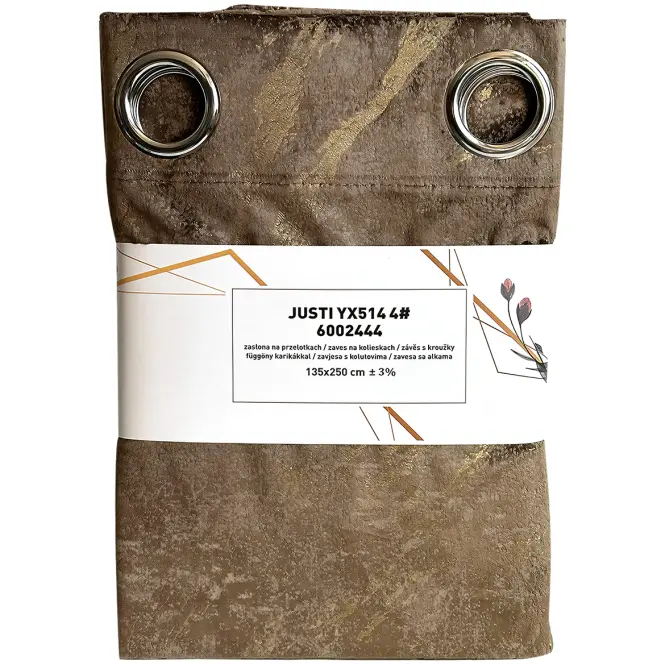 Karikás függöny Velvet Justi YX514/4 135x250 cm barna