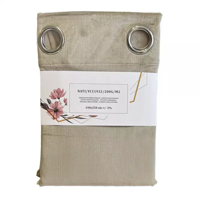 Függöny karikákkal YC11932/200G/006/140x250 cm bézs,4